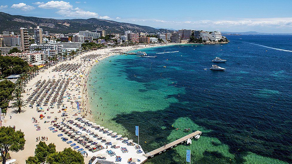 Magaluf beach in Mallorca, Spain in July 2014