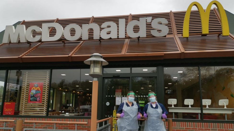 Nurses in front of the McDonald's