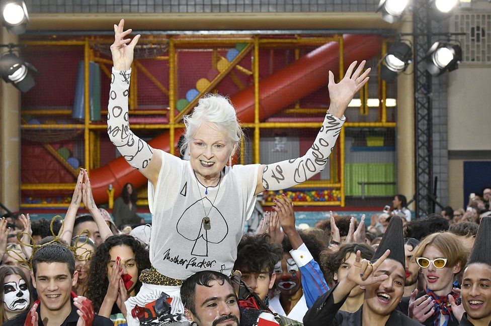Vivienne Westwood walks the runway at the Vivienne Westwood fashion show during the London Fashion Week Men's June 2017 Spring Summer 2018 collections on June 12, 2017