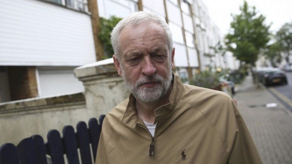 Jeremy Corbyn outside his London home
