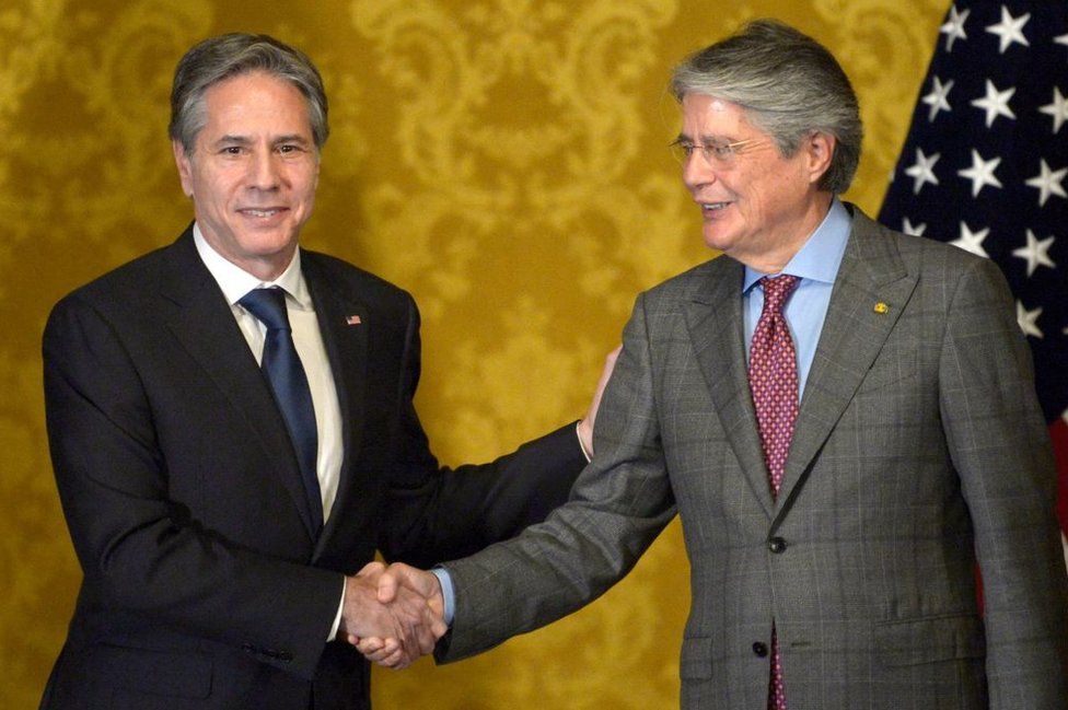 US Secretary of State Anthony Blinken and Ecuador's President Guillermo Lasso