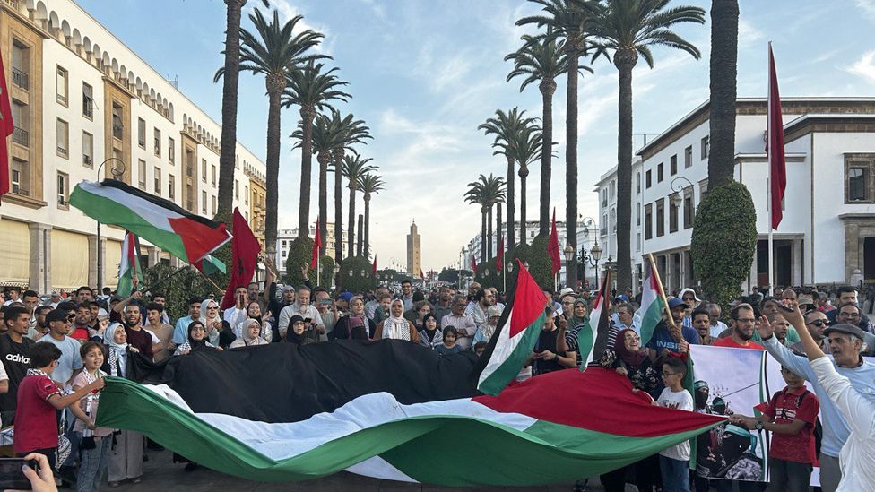 Pro-Palestinian protest in Rabat, Morocco - Saturday 7 October 2023