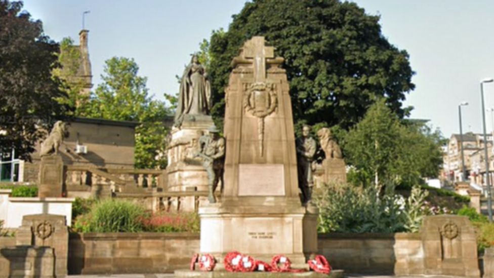 War memorial and Queen Victoria in Bradford
