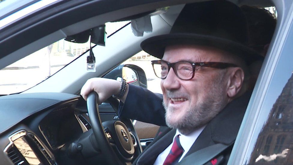 George Galloway arrives at Parliament's Carriage Gates