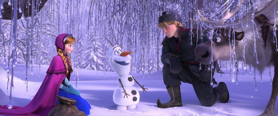 Frozen's lovable characters: spirited Anna, friendly Olaf, mountain man Kristoff with his reindeer pal Sven