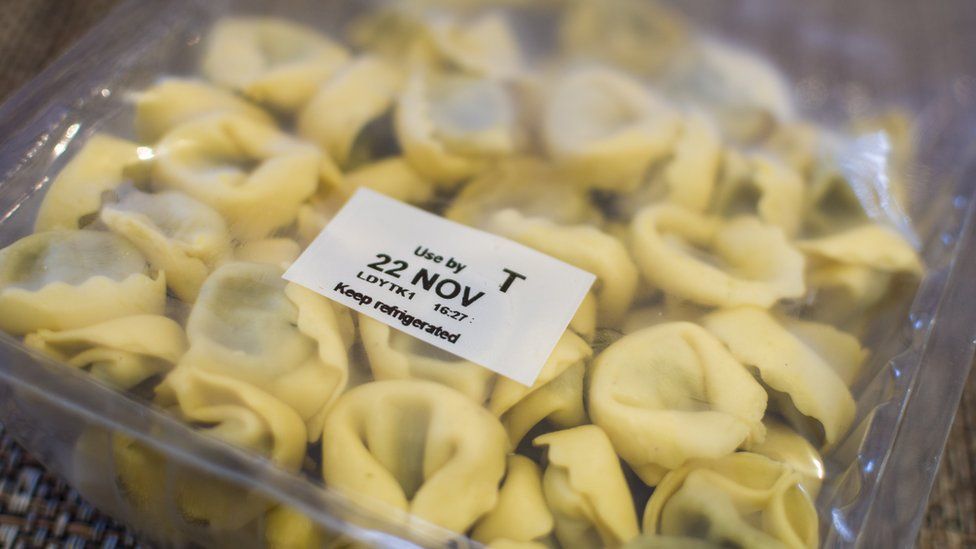 Use by date stamp on pack of pasta