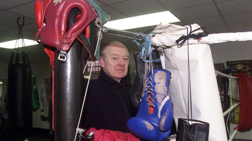 Barney Eastwood in boxing gym