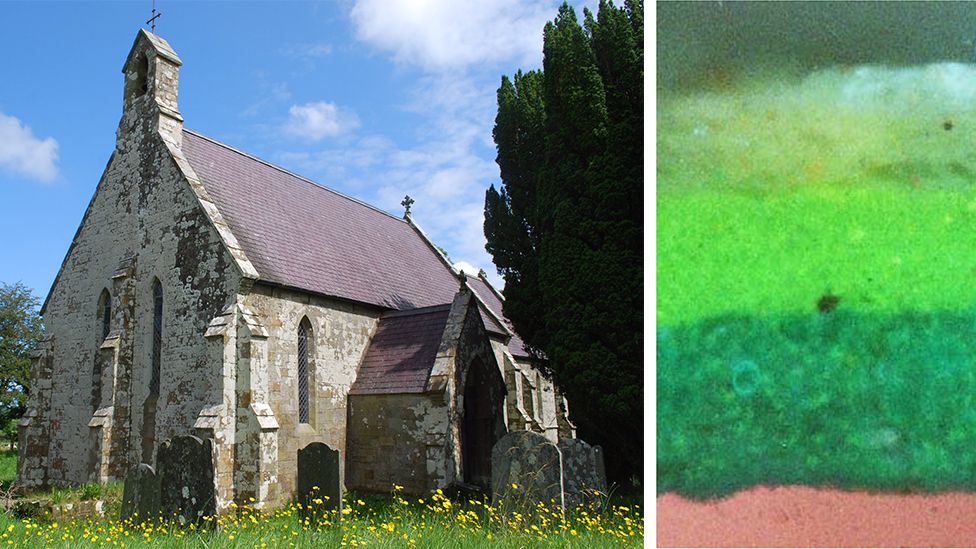 St Michael's Church in Tremain and the green layer