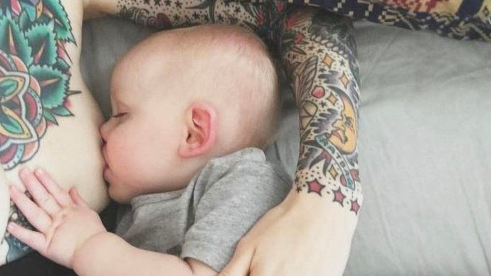 Charlie breastfeeding her son