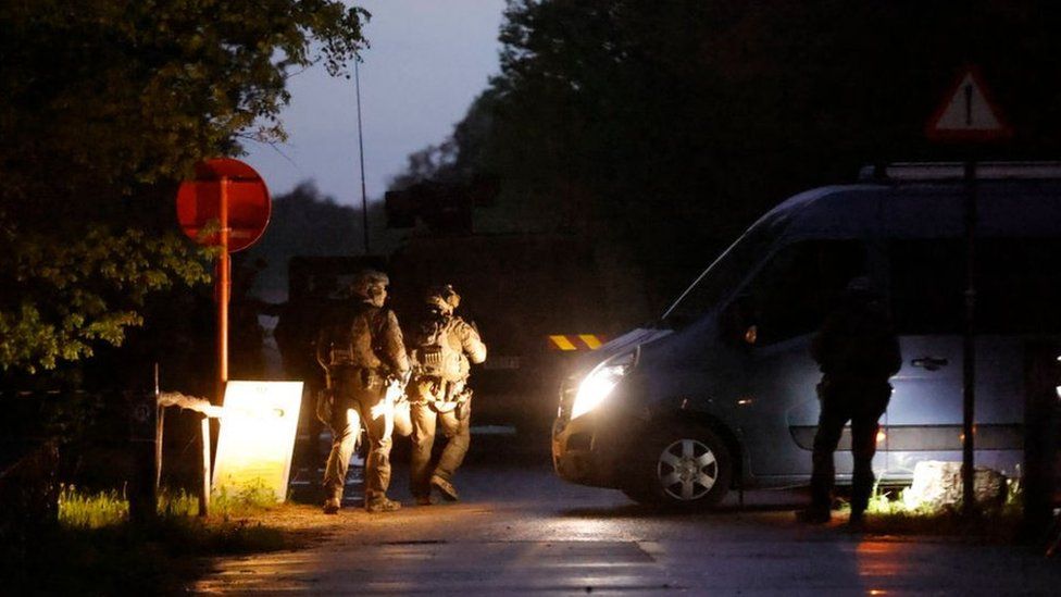 military special forces arriving at night, at the forest of National Park Hoge Kempen in Dilsen-Stokkem, Wednesday 19 May 2021