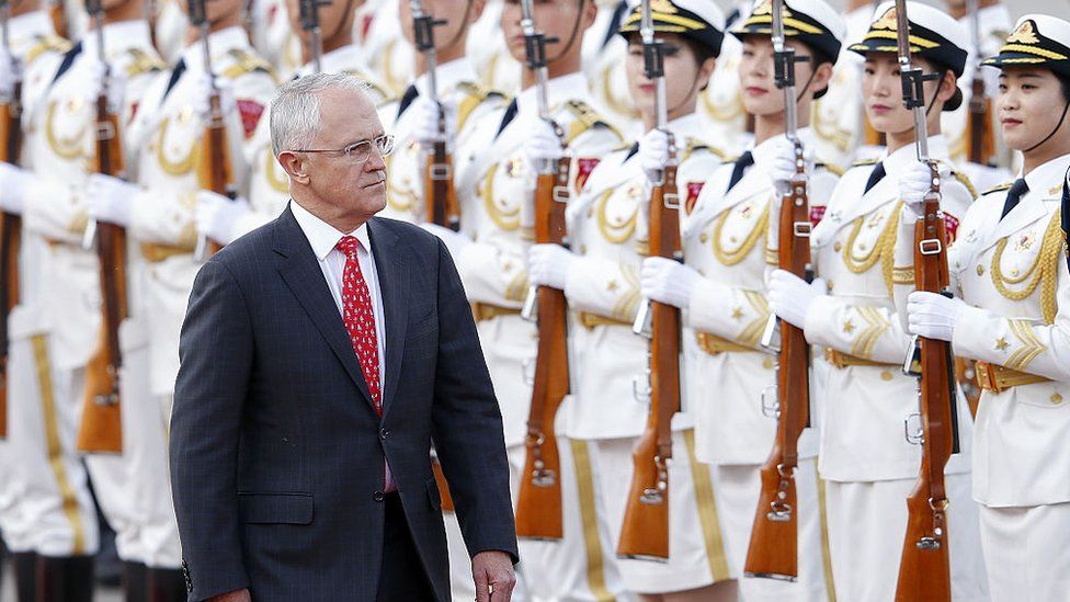 Australian PM Malcolm Turnbull is given a welcome ceremony outside Beijing's Great Hall of the People last year