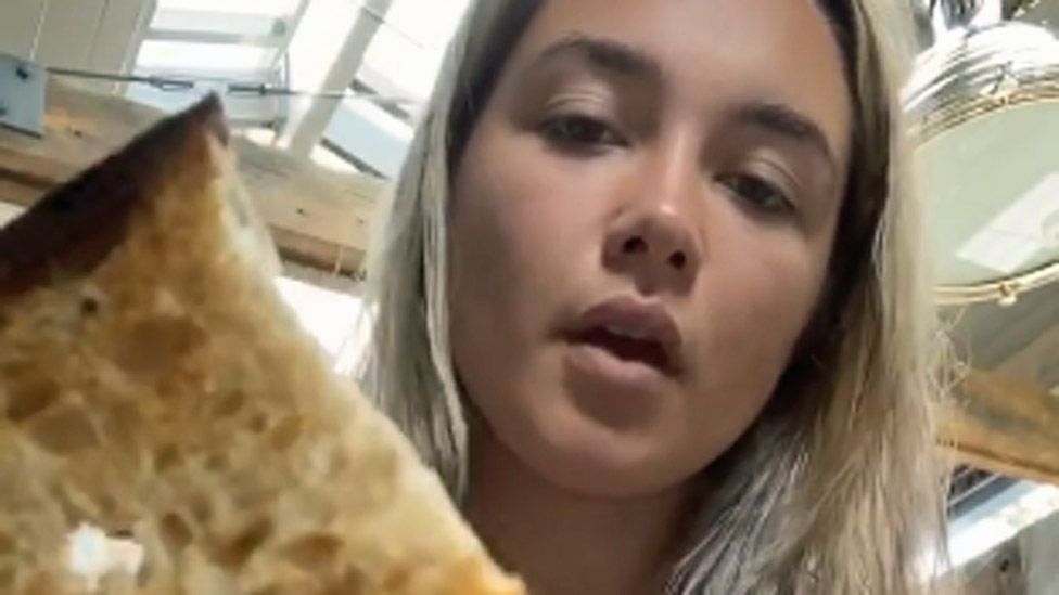 Florence Pugh with her trademark browned bread