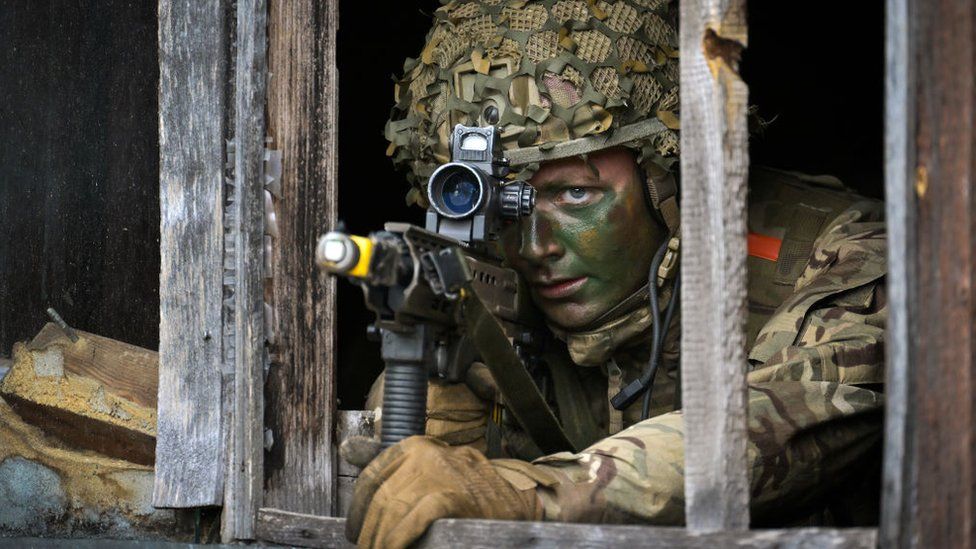 A soldier from the Royal Welsh battlegroup taking part in Nato exercises in Estonia
