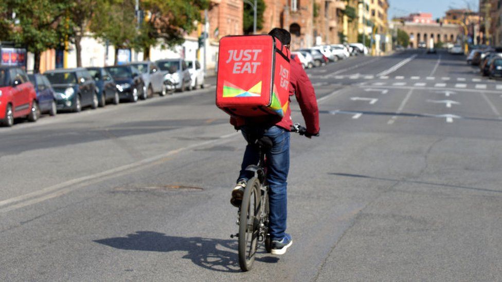 Just Eat delivery person on bike