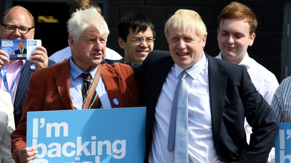 Former Prime Minister Boris Johnson campaigning with his father, Stanley Johnson