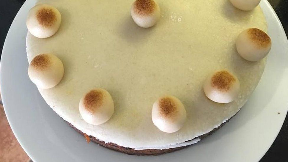 A close-up of the simnel cake which was removed for being "sexual".