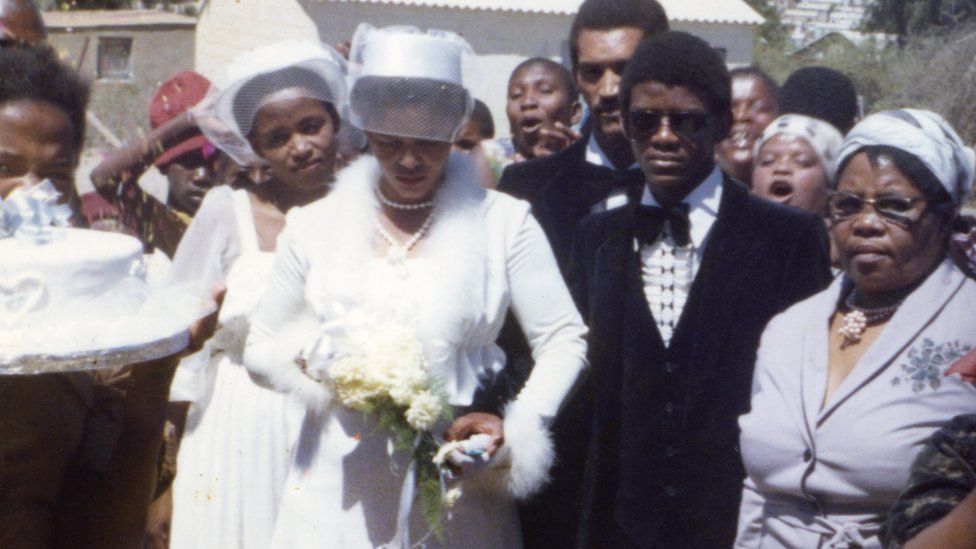 Fort Calata and his wife, Nomonde, on their wedding day.