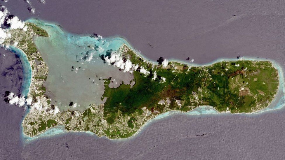 A satellite view of the Grand Cayman Island