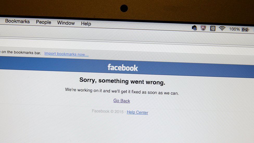 An error page is seen on Facebook.com