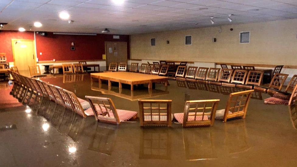 Flooded boardroom