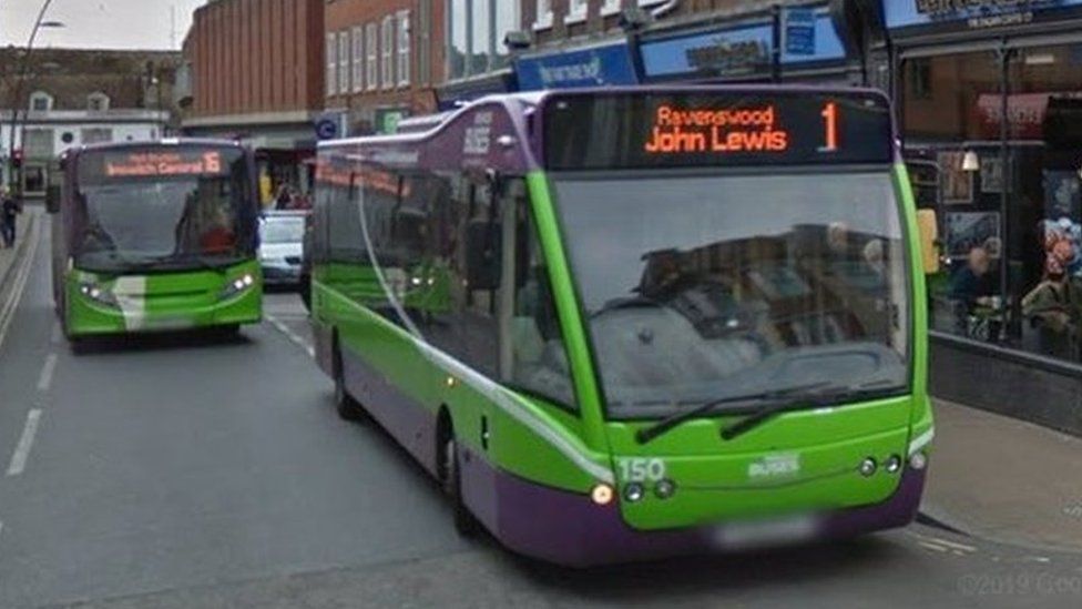 Buses in Ipswich town centre