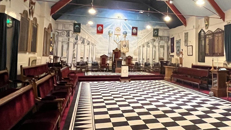 The lodge room at Hull Masonic Hall