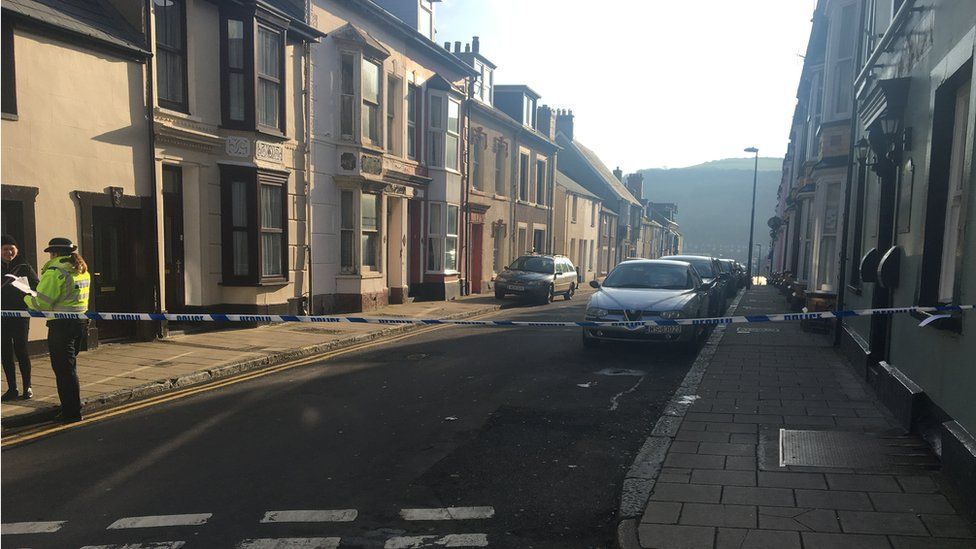 Police cordon in Aberystwyth