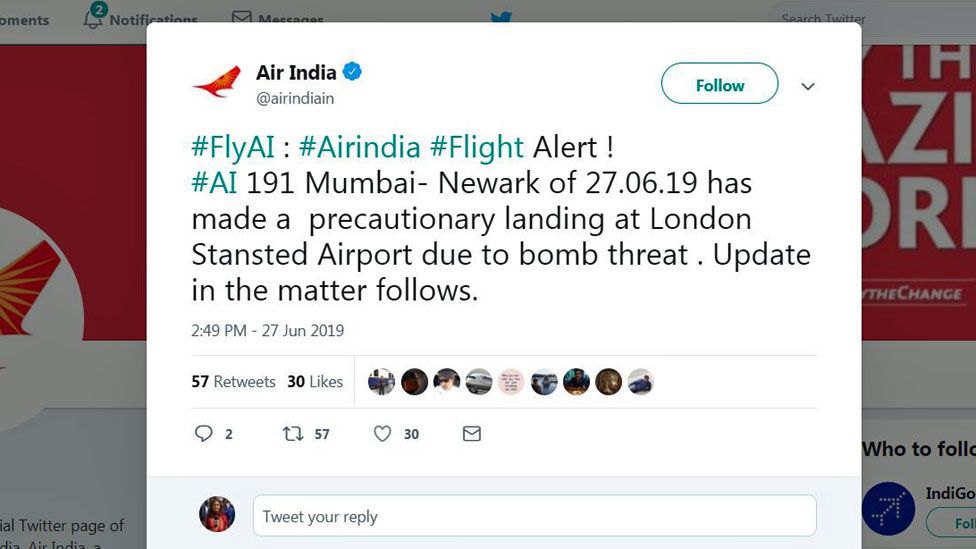 Air India tweet