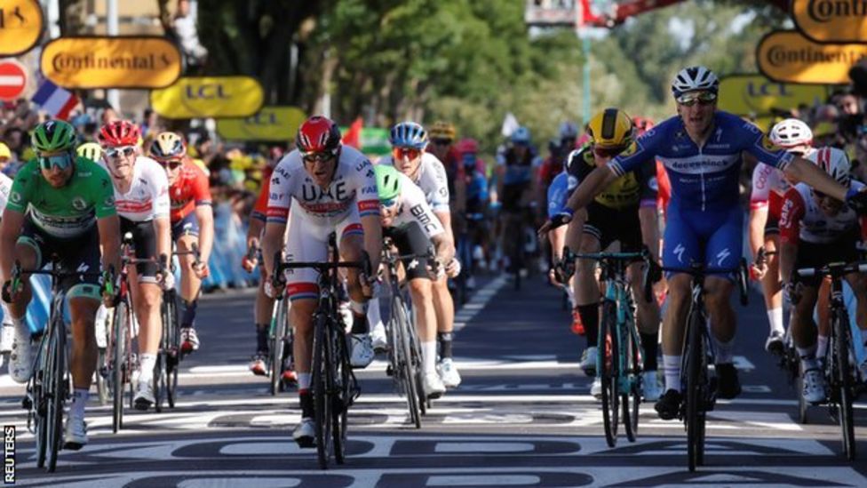 Tour de France: Viviani wins stage four as Alaphilippe retains yellow ...
