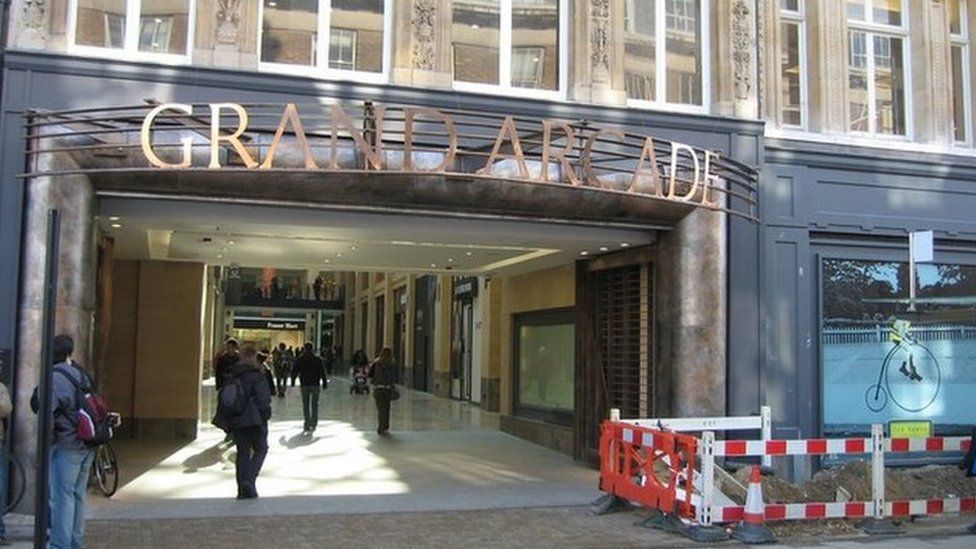 The St Andrews Road entrance of the Grand Arcade shopping centre