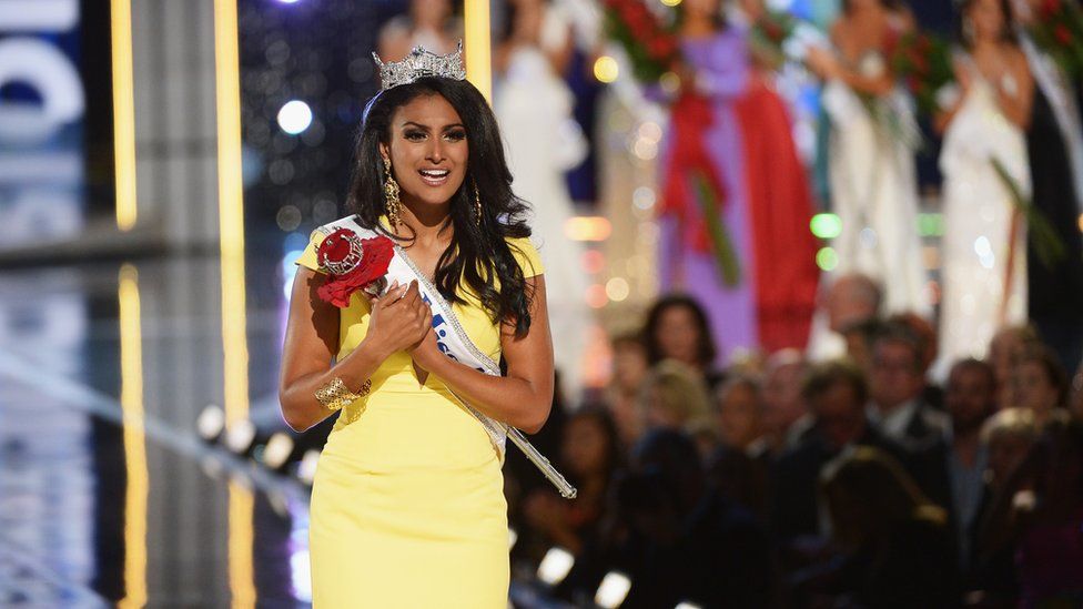 Nina Davuluri, the first contestant of Indian descent to win Miss America. Her parents came from Andhra Pradesh.