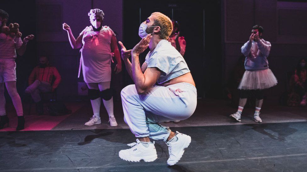 Voguing on stage during the Kiki Ball in Madrid Spain in 2020