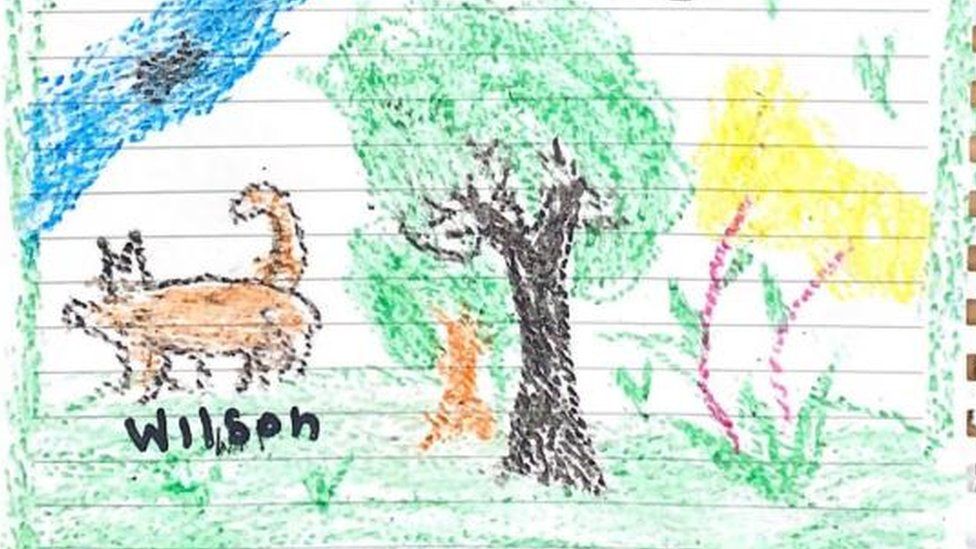 Photo of drawing made by one of the children found in the jungle