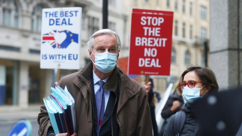 EU chief negotiator Michel Barnier leaves Brexit talks in London earlier