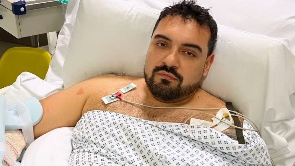 Mr De Los Rios Polania shared a photo of his recovery from his hospital bed