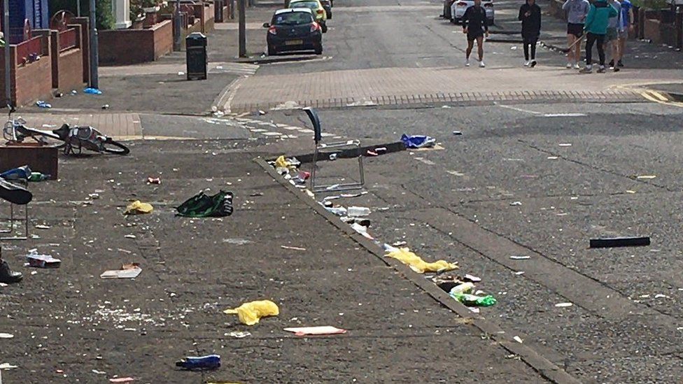 Rubbish littered on a street in Belfast's Holyland area