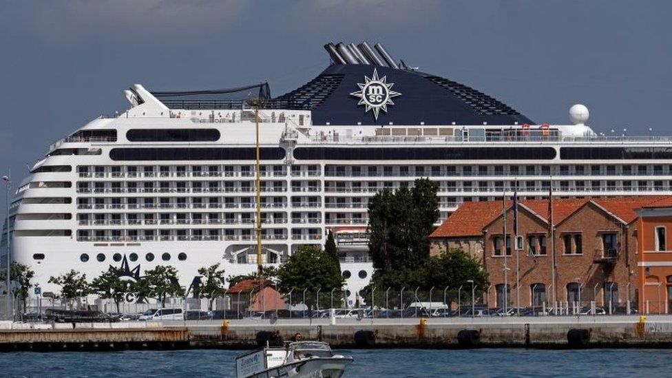 The MSC Orchestra cruise ship in Venice, Italy. Photo: 3 June 2021