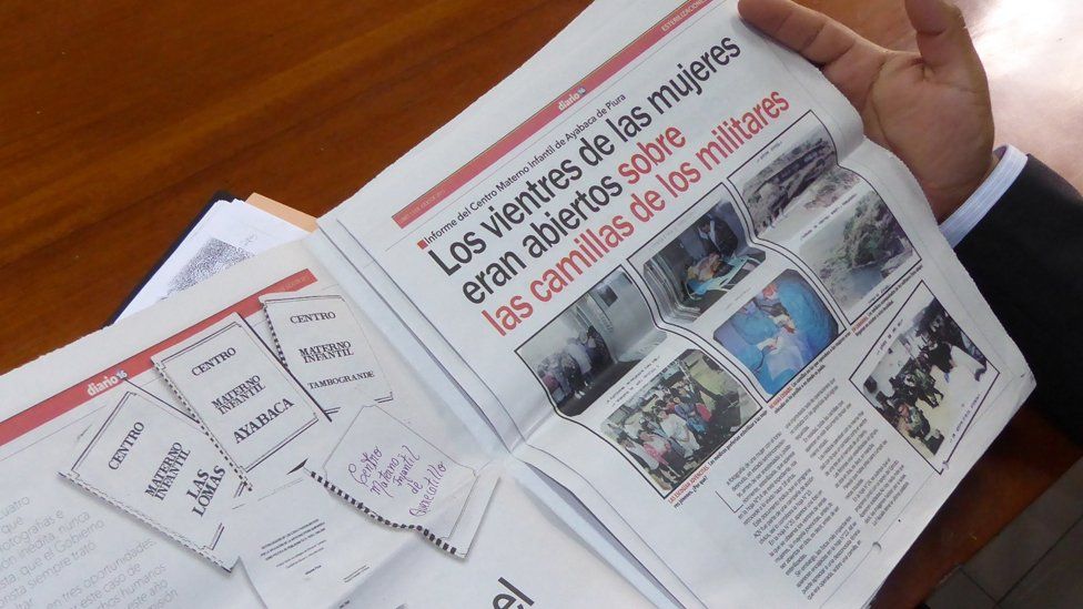 A Peruvian newspaper carries an article about the forced sterilisations