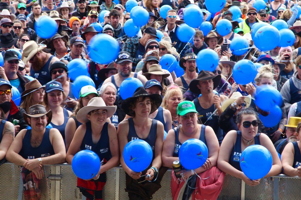 The annual world record attempt for most blue singlets in one place fell short