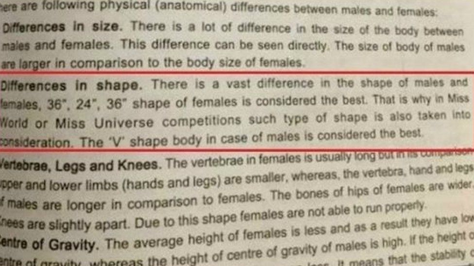 India Investigates Sexist Textbook Describing Body Shape Bbc News