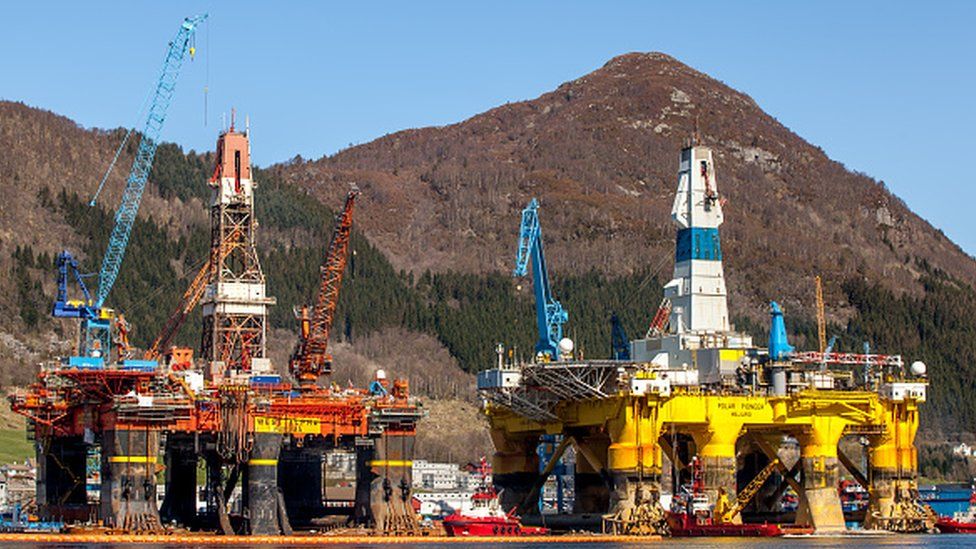 Oil rigs in Olensvåg, Norway