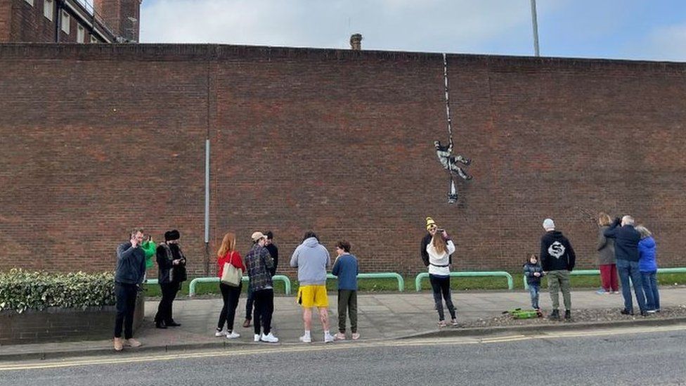 Possible Banksy artwork on wall of Reading Prison