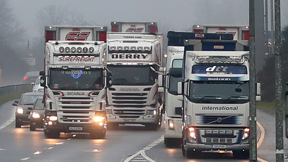 Articulated lorries on a motorway