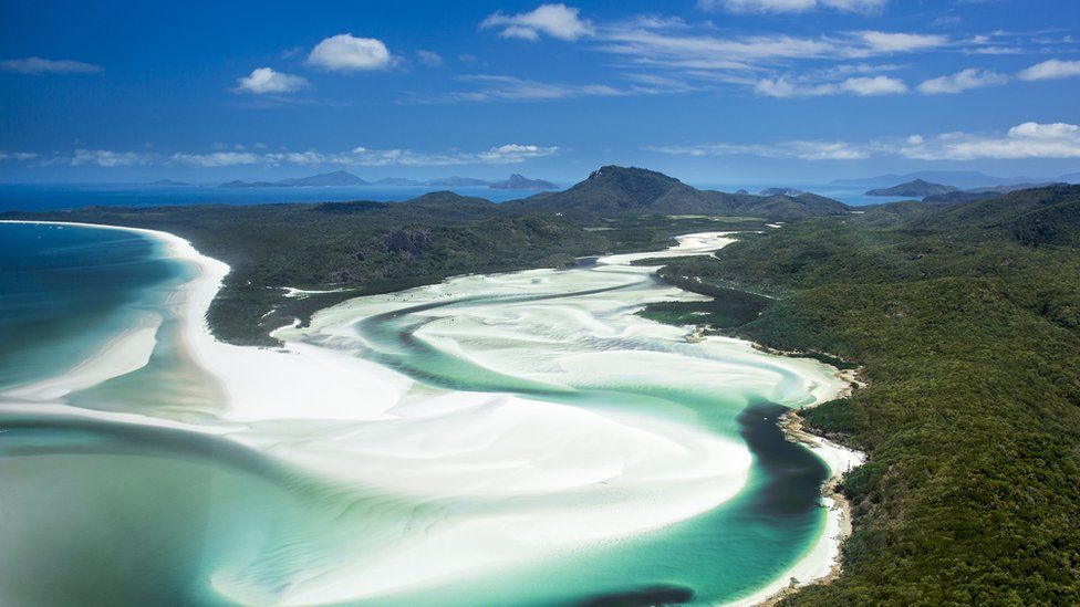 Aerial shot of Whitsunday Islands