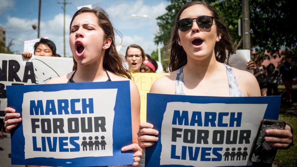 People take part in the March For Our Lives rally against gun violence in New Orleans, Louisiana on 24 March