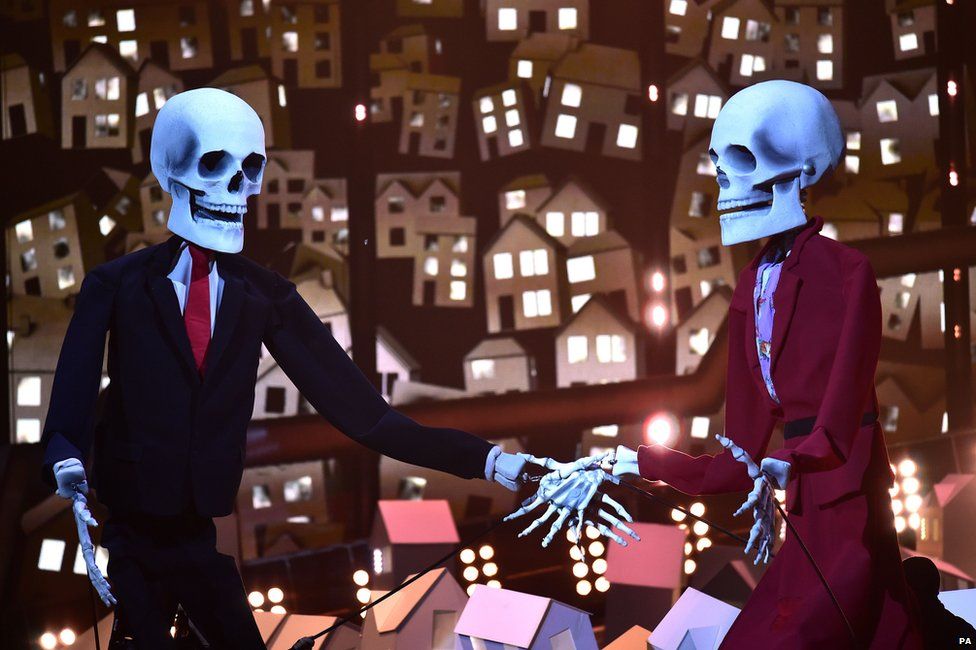 Skeletons during Katy Perry's Brits set