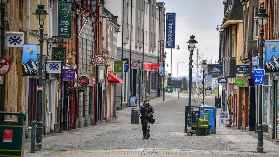 Empty shopping street in Fort William