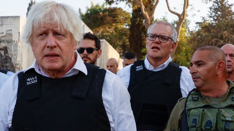 In November, Former PM Boris Johnson and ex-Australian PM Scott Morrison visited Kibbutz Kfar Aza following the 7 October attack by Hamas gunmen from the Gaza Strip