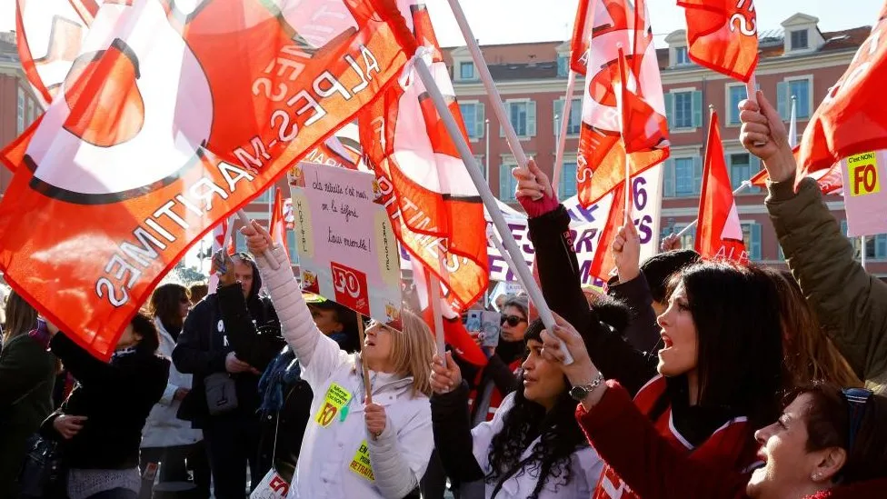 French retirement age strike hits schools and trains