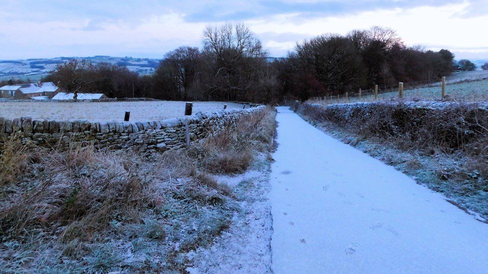 Snow on country lane